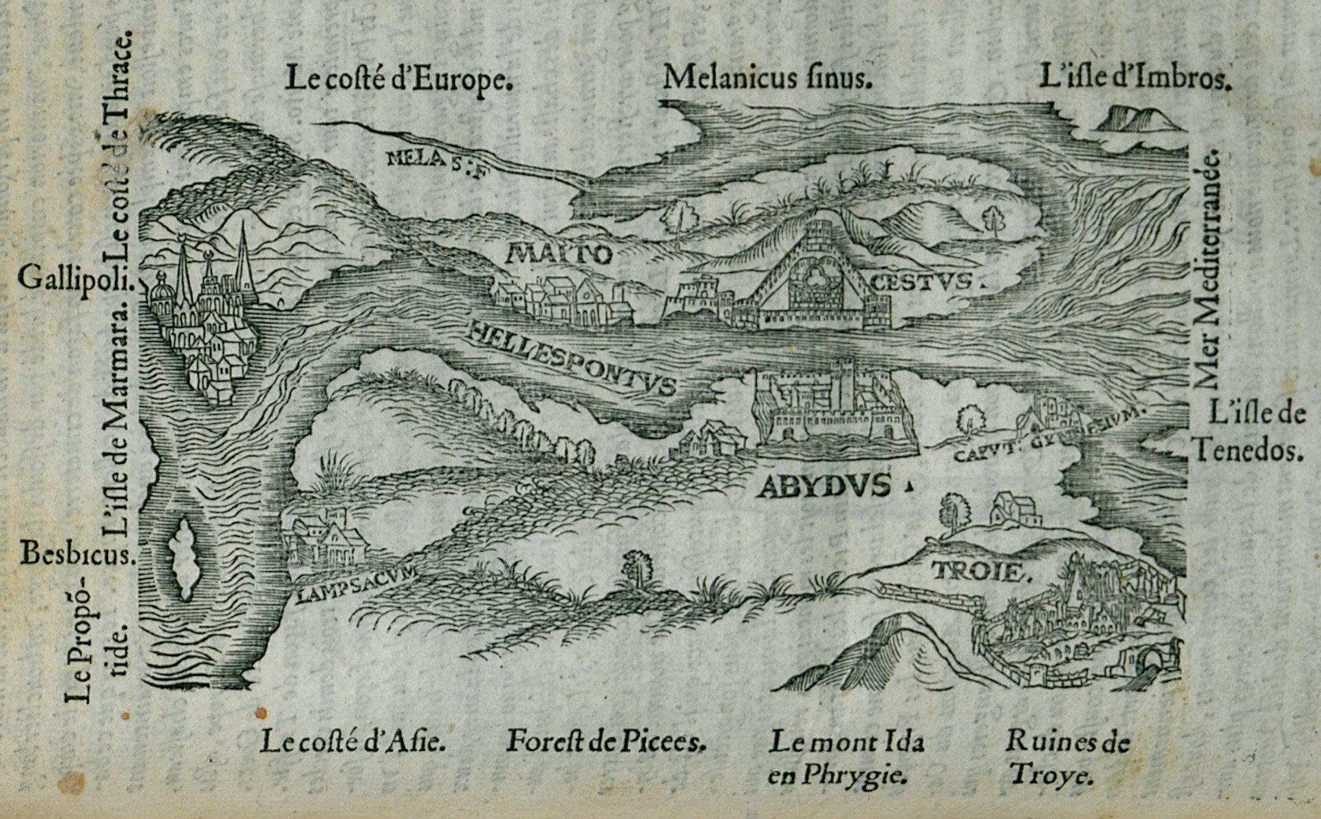 Framing The Trojan War As A Trade War Over A Shipping Route Hand Drawn Map Of The Dardanelles From 1554 